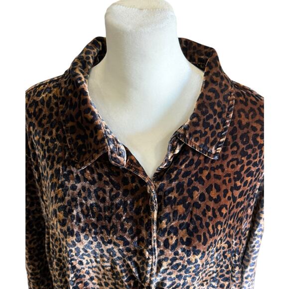 Soft Surroundings Tunic Top Women Plus 2x Velour Silk Leopard Flowy Maximalist - Picture 2 of 11